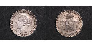 20 Centavo Puerto Rico (1898 - ) Silver Alfonso XIII of Spain (1886 - 1941)