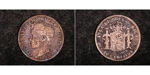 20 Centavo Puerto Rico (1898 - ) Silver Alfonso XIII of Spain (1886 - 1941)