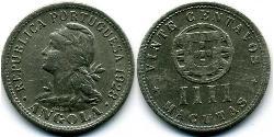 20 Centavo / 4 Macuta Portogallo / Portuguese Angola (1575-1975) Rame/Zinco 
