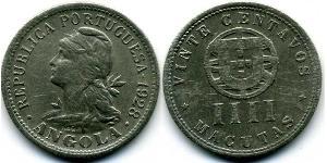 20 Centavo / 4 Macuta Portogallo / Portuguese Angola (1575-1975) Rame/Zinco 