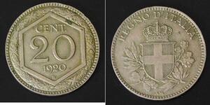 20 Centesimo Kingdom of Italy (1861-1946) Níquel/Cobre 