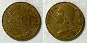 20 Centime Quinta Repubblica francese (1958 - ) Alluminio/Bronzo 