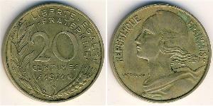 20 Centime Quinta República Francesa (1958 - ) Aluminio/Bronce 