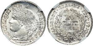 20 Centime Deuxième République (France) (1848-1852) Argent 