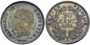 20 Centime Secondo Impero francese (1852-1870) Argento Napoleone III (1808-1873)