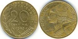 20 Centime Quinta República Francesa (1958 - ) Latón 