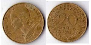 20 Centime Quinta República Francesa (1958 - ) Latón 