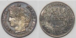 20 Centime Segunda República Francesa (1848-1852) Plata 