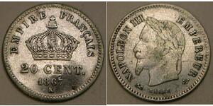 20 Centime Segundo Imperio francés (1852-1870) Plata Napoleon III (1808-1873)