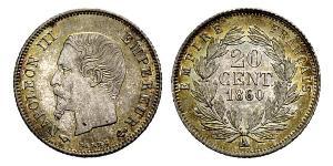 20 Centime Segundo Imperio francés (1852-1870) Plata Napoleon III (1808-1873)