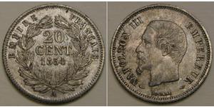 20 Centime Segundo Imperio francés (1852-1870) Plata Napoleon III (1808-1873)