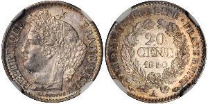 20 Centime French Second Republic (1848-1852) Silver 
