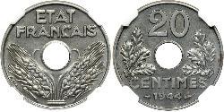 20 Centime 維希法國 (1940 - 1944) Zinc 