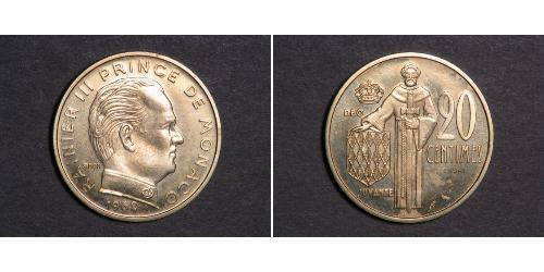 20 Centime Principato di Monaco (1297 - )  Ranieri III di Monaco