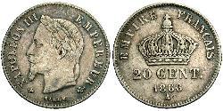 20 Centime 法蘭西第二帝國 (1852 - 1870) 銀 拿破仑三世