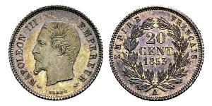 20 Centime 法蘭西第二帝國 (1852 - 1870) 銀 拿破仑三世