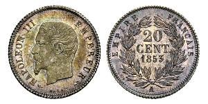 20 Centime 法蘭西第二帝國 (1852 - 1870) 銀 拿破仑三世