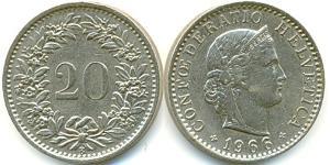 20 Centime 瑞士 銅/镍 