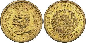 20 Colon El Salvador (1821 - ) Gold 