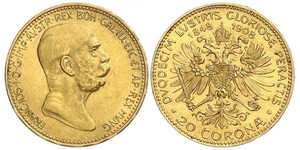 20 Corona Австро-Венгрия (1867-1918) Золото Франц Иосиф I (1830 - 1916)