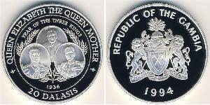 20 Dalasi Гамбия (1965 - ) Серебро 