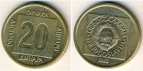 20 Denaro Repubblica Socialista Federale di Jugoslavia (1943 -1992) Ottone 