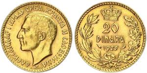 20 Dinar Königreich Jugoslawien (1918-1943) Gold Alexander I of Yugoslavia (1888 - 1934)
