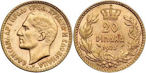 20 Dinar Königreich Jugoslawien (1918-1943) Gold Alexander I of Yugoslavia (1888 - 1934)