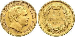 20 Dinaro Serbia Oro Milan I de Serbia
