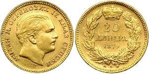 20 Dinaro Serbia Oro Milan I de Serbia