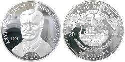 20 Dollar Liberia (1847 - ) Argent Theodore Roosevelt (1858 - 1919)