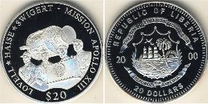 20 Dollar Liberia (1847 - ) Argent 