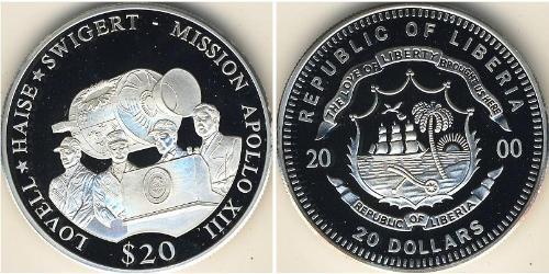 20 Dollar Liberia (1847 - ) Argent 
