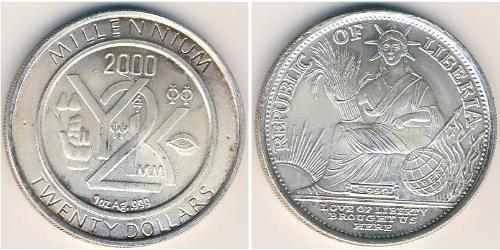 20 Dollar Liberia (1847 - ) Argent 