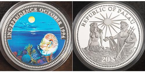 20 Dollar Palau (1994 - ) Silver 