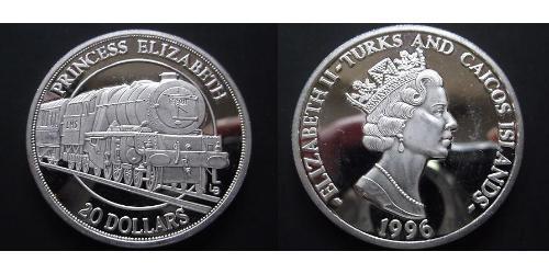 20 Dollar Turks and Caicos Islands (1783 - ) Silver Elizabeth II (1926-2022)
