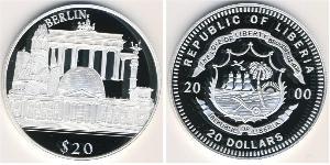 20 Dollaro Liberia (1847 - ) Argento 