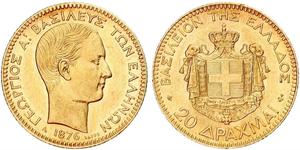 20 Drachma Regno di Grecia (1832-1924) Oro Georges Ier de Grèce (1845- 1913)