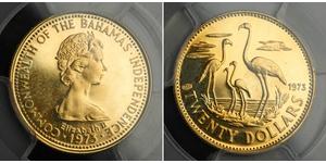 20 Dólar Bahamas (1973 - ) Oro Isabel II (1926-2022)