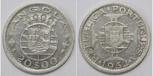 20 Escudo Portugal / Portuguese Angola (1575-1975) Argent 
