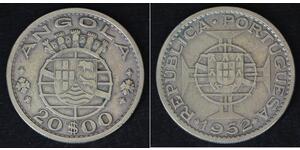 20 Escudo Portugal / Portuguese Angola (1575-1975) Silber 