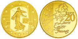 20 Euro Quinta República Francesa (1958 - ) Oro 