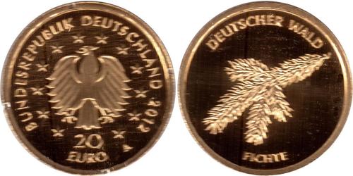 20 Euro Repubblica Federale di Germania (1990 - ) Oro 
