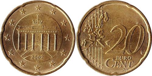 20 Eurocent Bundesrepublik Deutschland  (1990 - ) Messing 