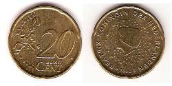 20 Eurocent Reino de los Países Bajos (1815 - ) Tin/Aluminio/Cobre/Zinc 