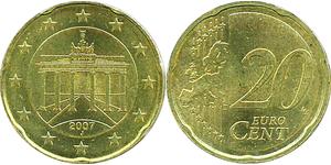 20 Eurocent Repubblica Federale di Germania (1990 - ) Tin/Rame/Alluminio/Zinco 