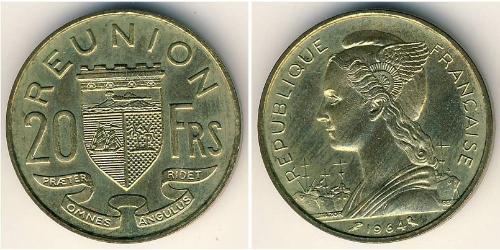 20 Franc Reunion (1946 - ) Aluminio/Bronce 