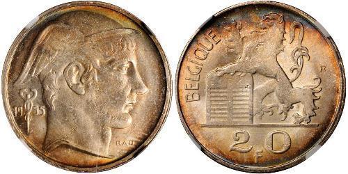 20 Franc Belgique Argent 