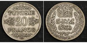20 Franc Tunisie Argent 