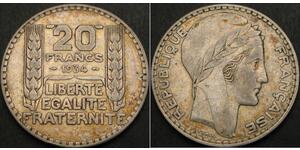 20 Franc Terza Repubblica francese (1870-1940)  Argento 